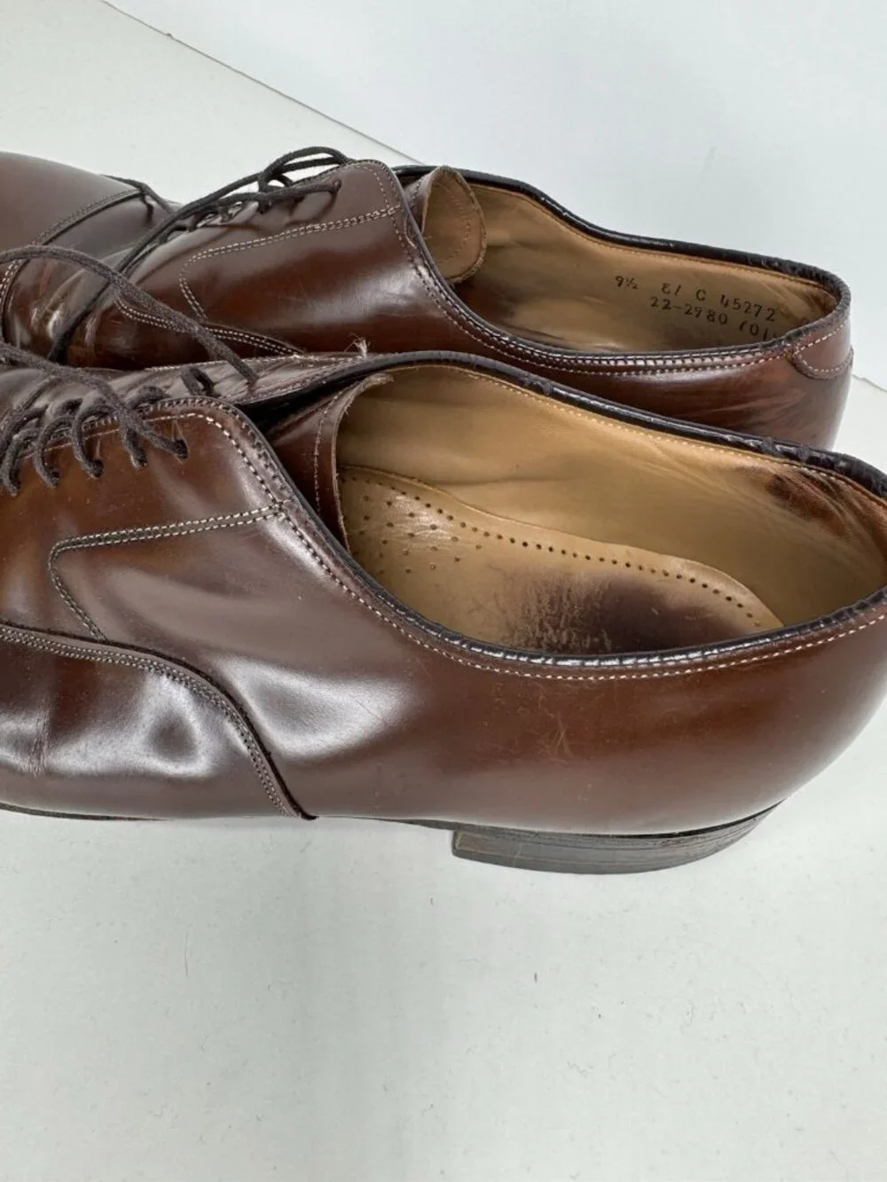 Johnston & Murphy 9.5 Cap Toe Brown Leather Oxford Shoes Academia
